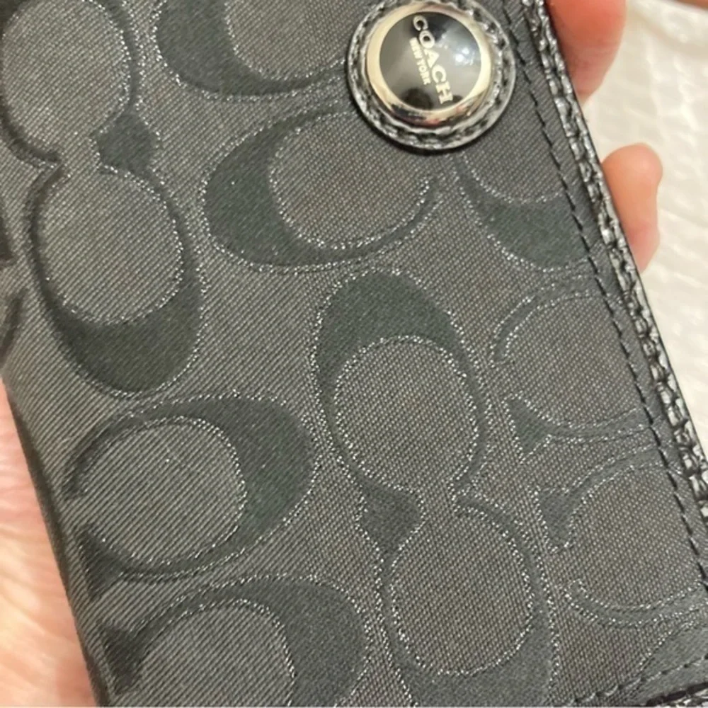 Coach signature black glittery zipper wallet